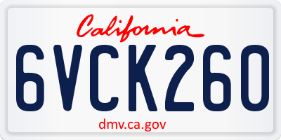 CA license plate 6VCK260