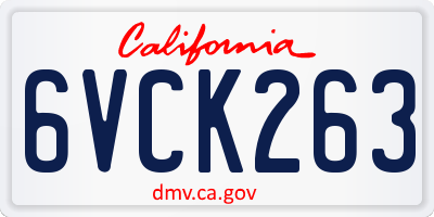 CA license plate 6VCK263