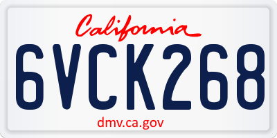 CA license plate 6VCK268