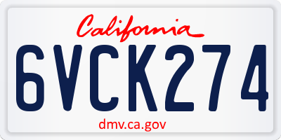 CA license plate 6VCK274