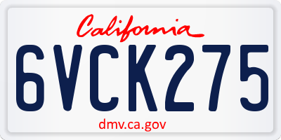 CA license plate 6VCK275
