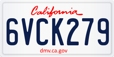 CA license plate 6VCK279