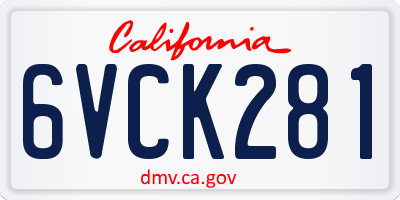 CA license plate 6VCK281