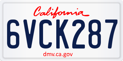 CA license plate 6VCK287
