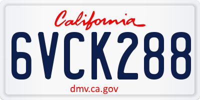 CA license plate 6VCK288