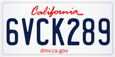 CA license plate 6VCK289