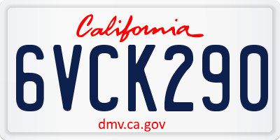 CA license plate 6VCK290