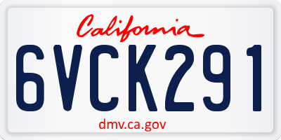 CA license plate 6VCK291