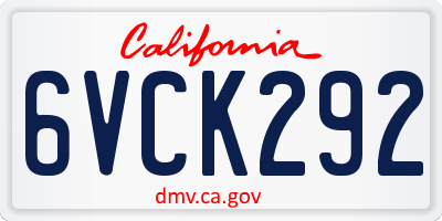 CA license plate 6VCK292