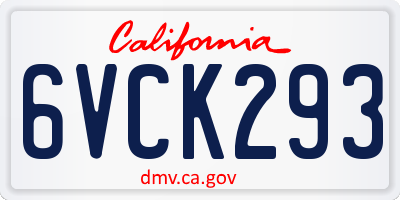 CA license plate 6VCK293