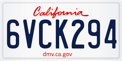 CA license plate 6VCK294