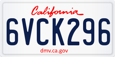CA license plate 6VCK296