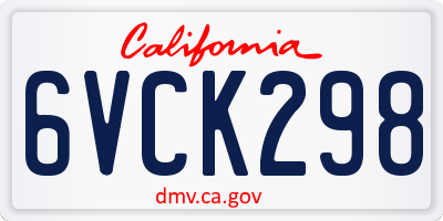 CA license plate 6VCK298