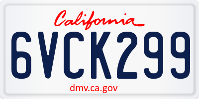 CA license plate 6VCK299