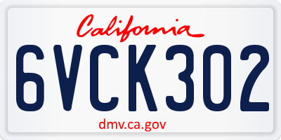 CA license plate 6VCK302