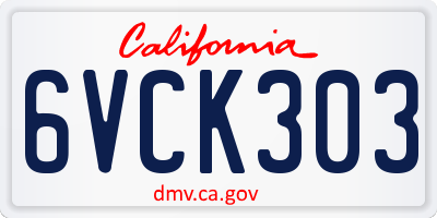 CA license plate 6VCK303