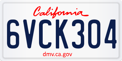 CA license plate 6VCK304