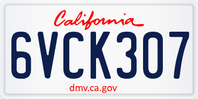 CA license plate 6VCK307