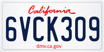 CA license plate 6VCK309