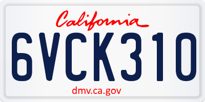 CA license plate 6VCK310