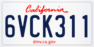 CA license plate 6VCK311