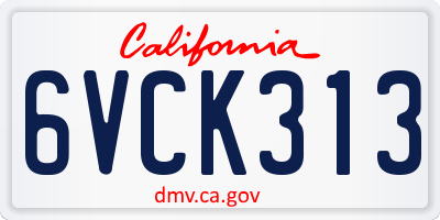 CA license plate 6VCK313