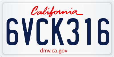 CA license plate 6VCK316