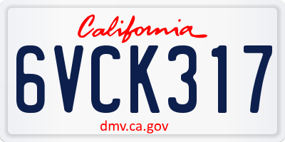 CA license plate 6VCK317