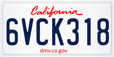 CA license plate 6VCK318