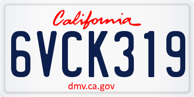 CA license plate 6VCK319