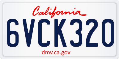 CA license plate 6VCK320