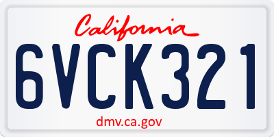 CA license plate 6VCK321