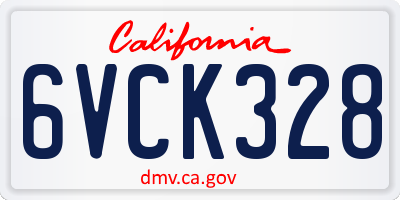 CA license plate 6VCK328
