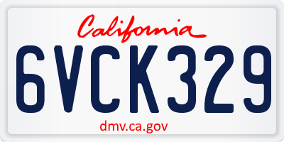 CA license plate 6VCK329