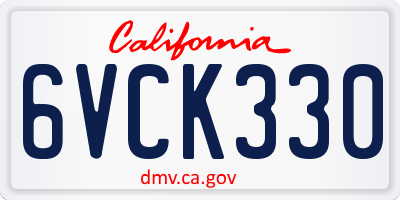 CA license plate 6VCK330
