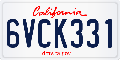 CA license plate 6VCK331