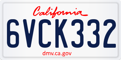 CA license plate 6VCK332