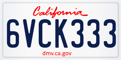 CA license plate 6VCK333