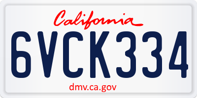 CA license plate 6VCK334