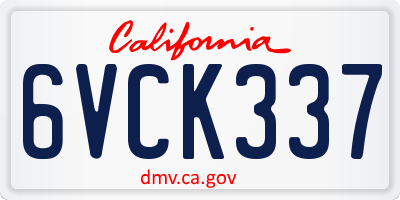CA license plate 6VCK337