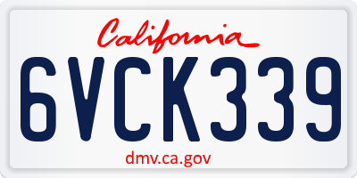 CA license plate 6VCK339