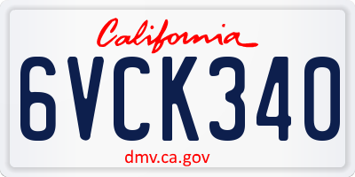 CA license plate 6VCK340