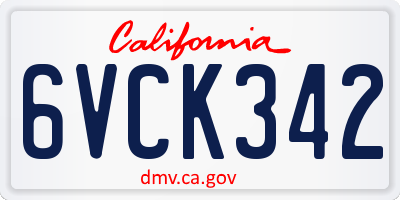 CA license plate 6VCK342