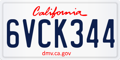 CA license plate 6VCK344