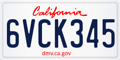 CA license plate 6VCK345