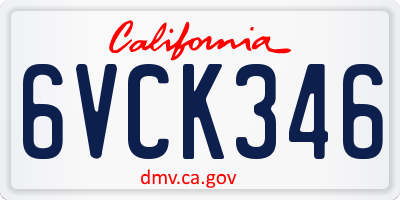 CA license plate 6VCK346