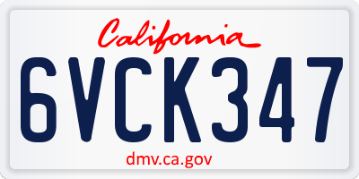 CA license plate 6VCK347