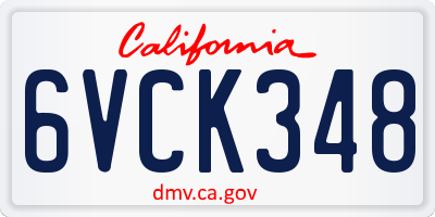 CA license plate 6VCK348