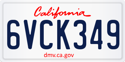 CA license plate 6VCK349
