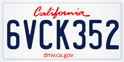 CA license plate 6VCK352